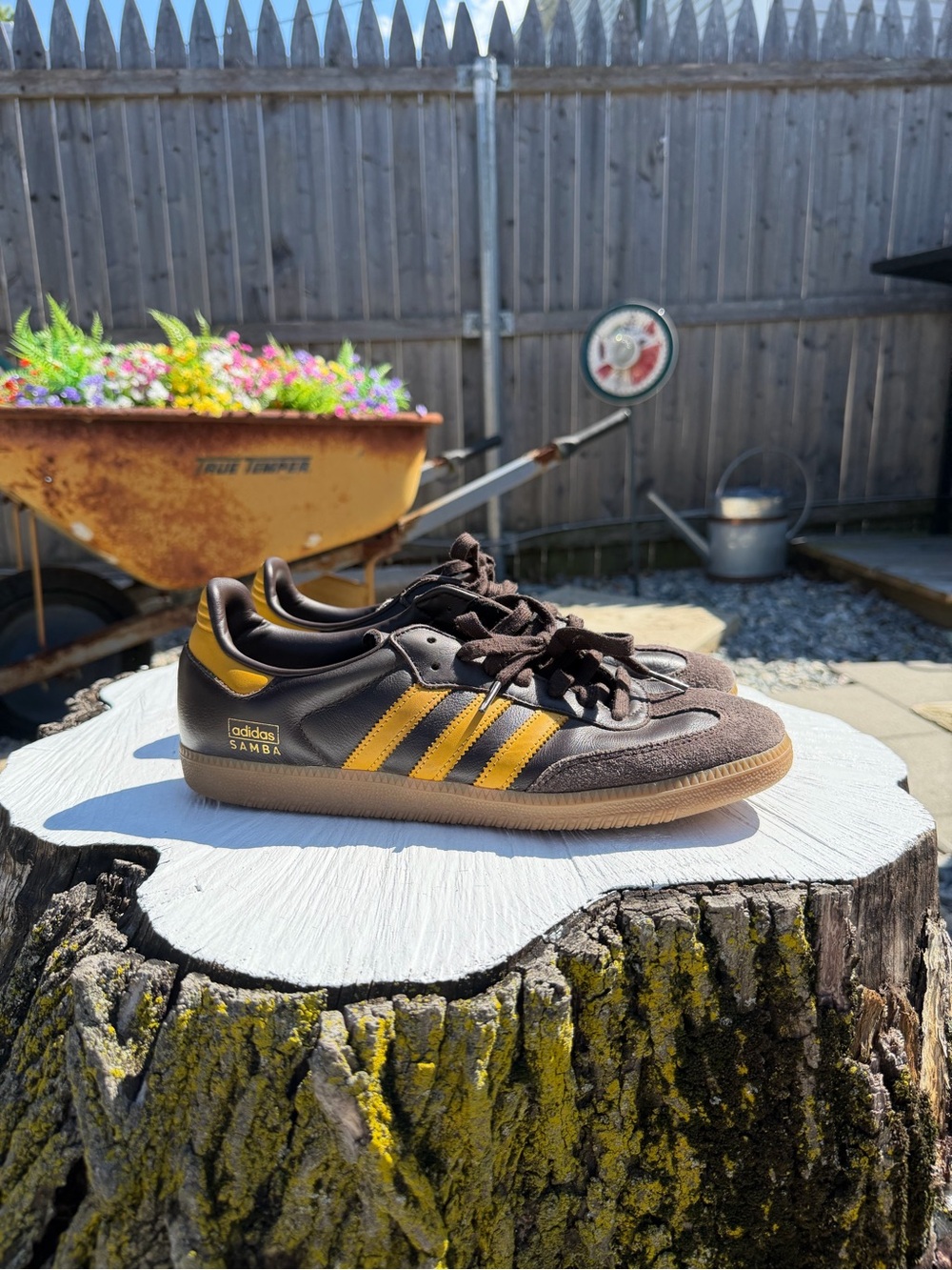 Adidas samba brown and yellow